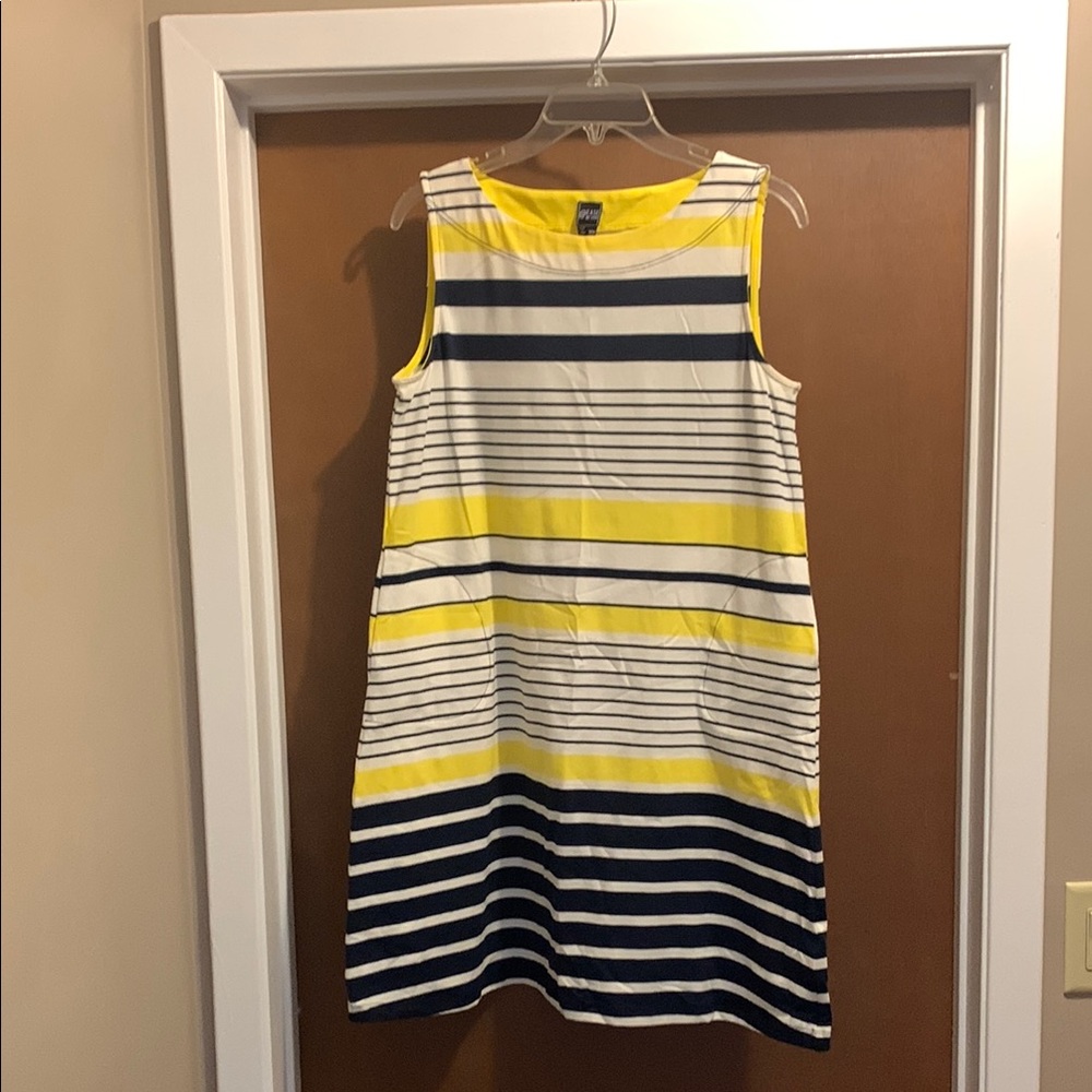 Yellow and Blue Sleeveless A-Line Mini Sundress